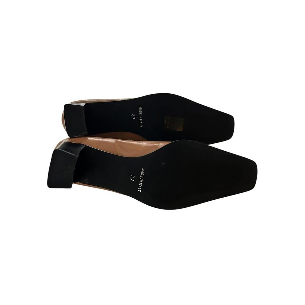 Classic Tan Mid Block Heel Pumps for Women - Picture 6 of 7